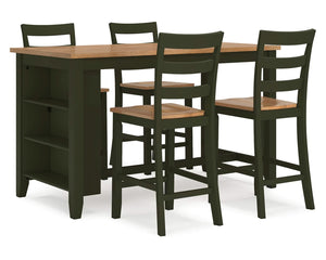 Mesa de comedor Gesthaven de altura de mostrador y 4 taburetes