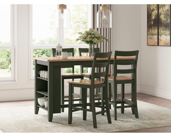 Mesa de comedor Gesthaven de altura de mostrador y 4 taburetes