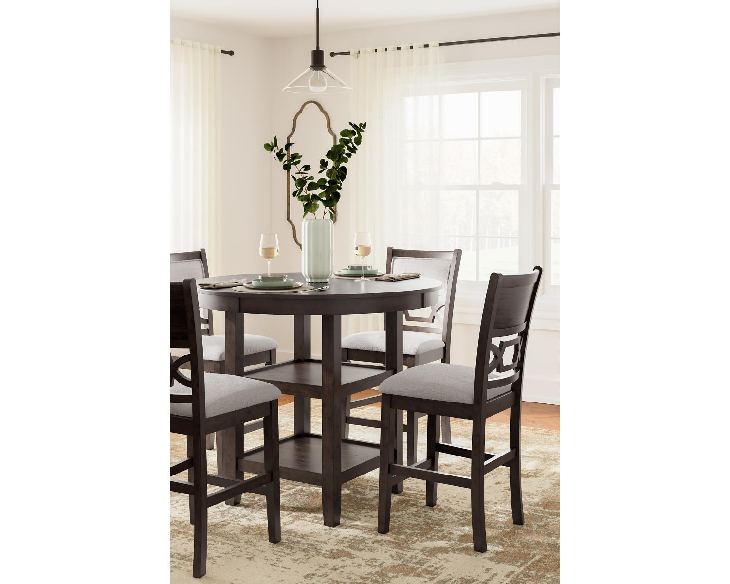 Langwest Counter Height Dining Table and 4 Barstools (Set of 5)