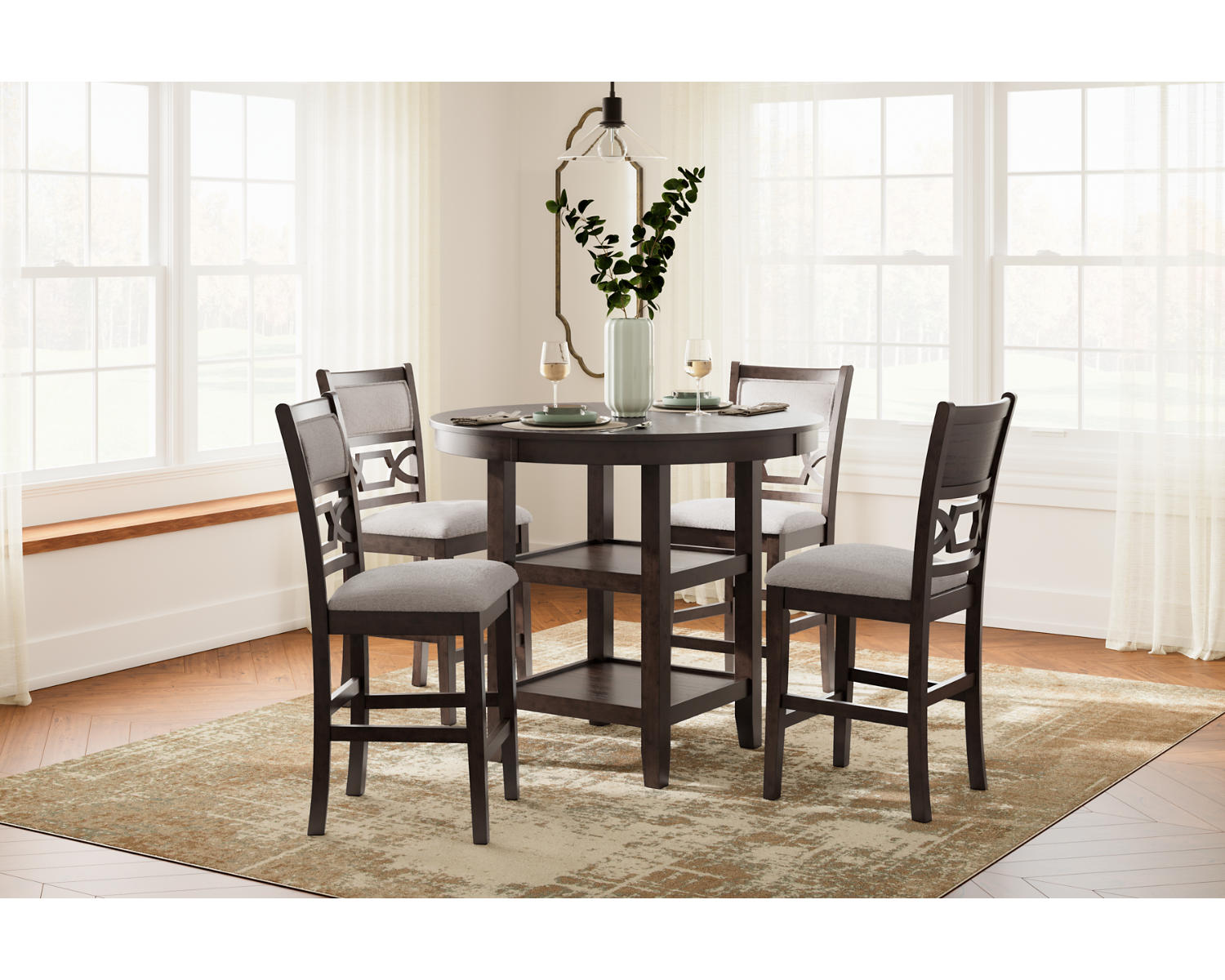 Langwest Counter Height Dining Table and 4 Barstools (Set of 5)