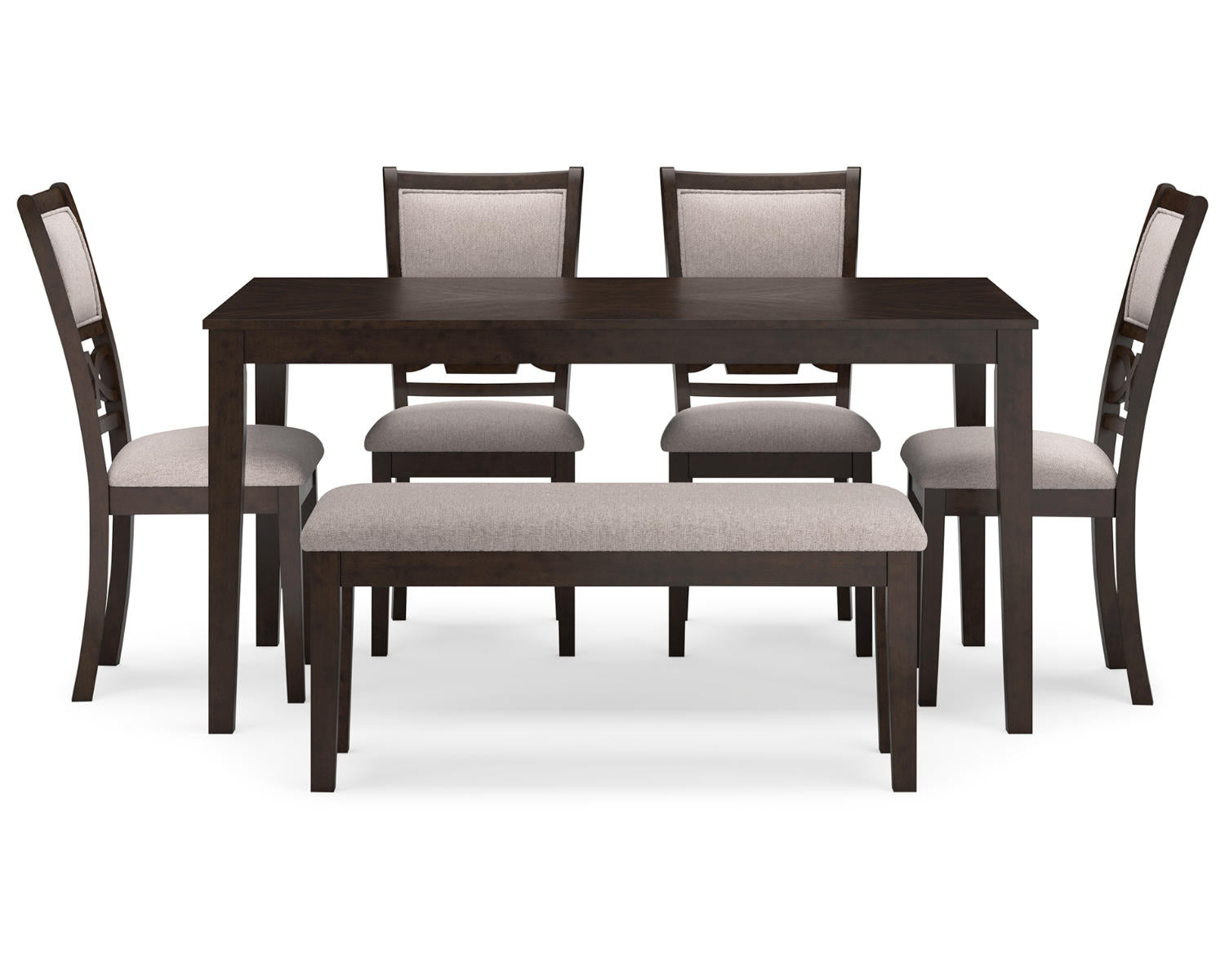 Langwest Dining Table and 4 Chairs and Bench (Set of 6)