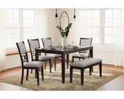 Langwest Dining Table and 4 Chairs and Bench (Set of 6)