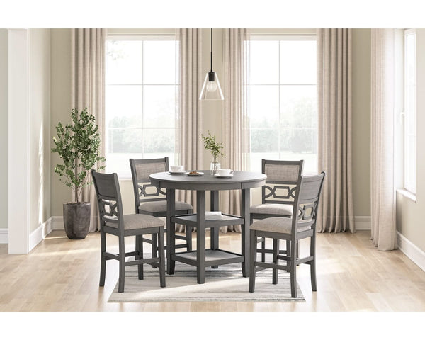 Mesa de comedor Wrenning de altura de mostrador y 4 taburetes (juego de 5)