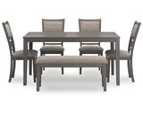 Wrenning Dining Table and 4 Chairs and Bench (Set of 6)
