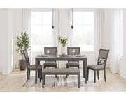 Wrenning Dining Table and 4 Chairs and Bench (Set of 6)