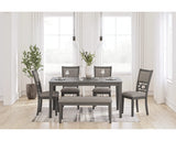 Wrenning Dining Table and 4 Chairs and Bench (Set of 6)