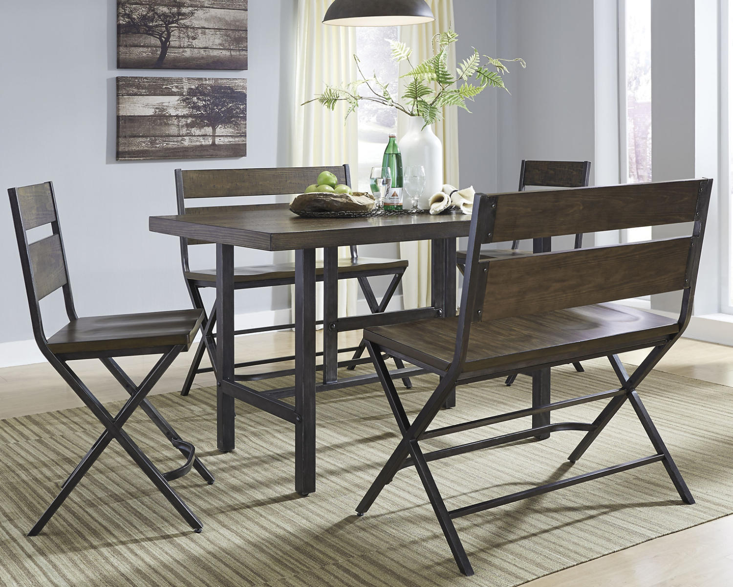 Kavara Counter Height Dining Table with 4 Barstools