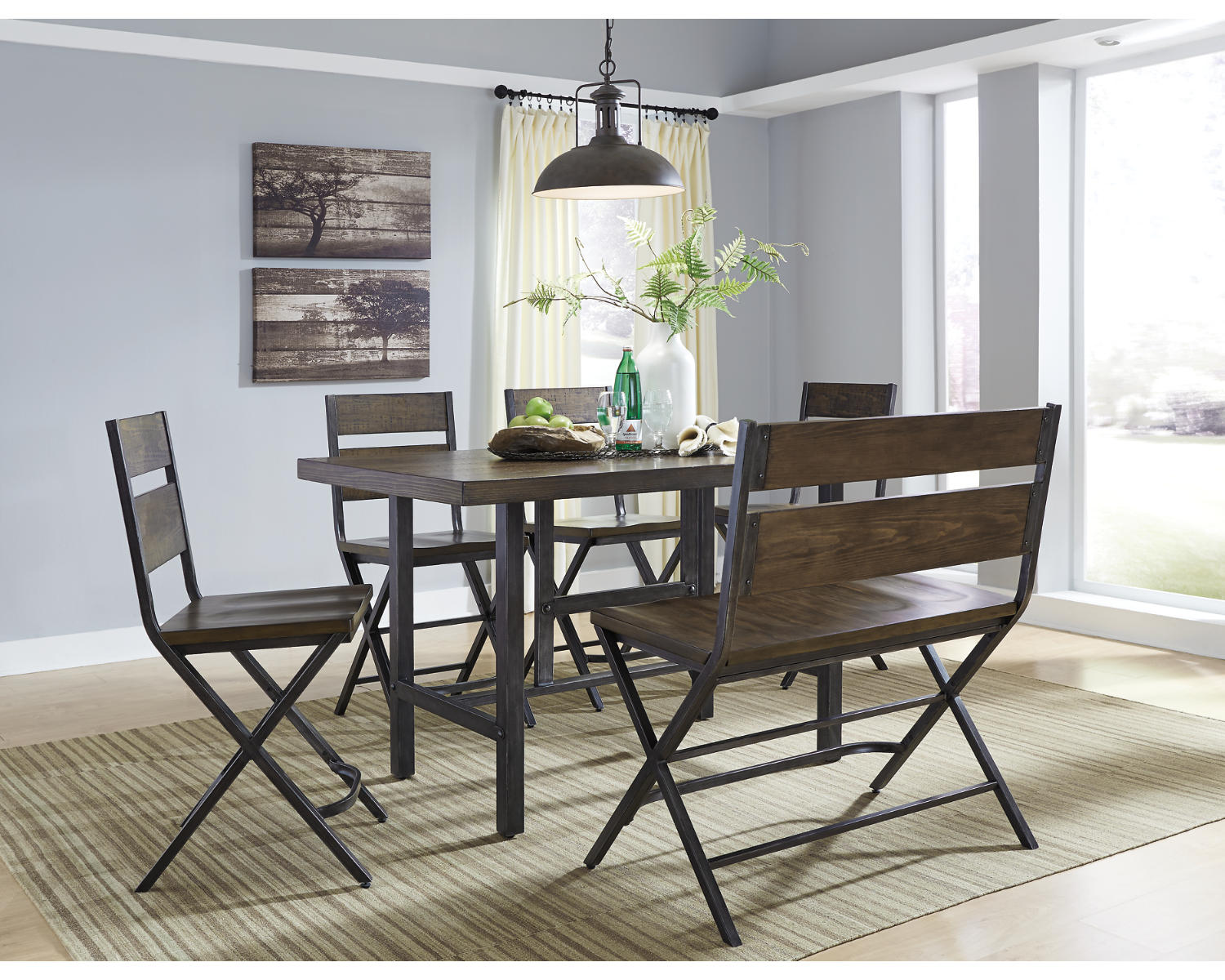 Kavara Counter Height Dining Table with 4 Barstools