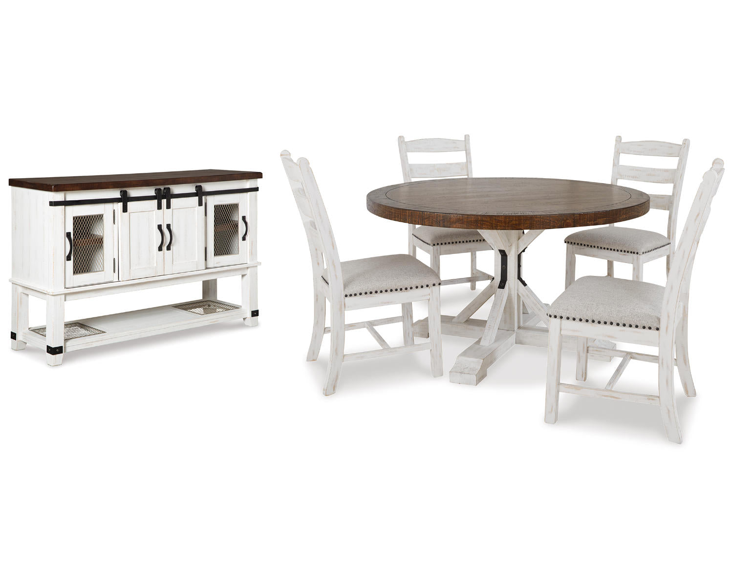 Valebeck Dining Table, 4 Chairs and Server