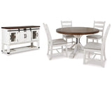 Valebeck Dining Table, 4 Chairs and Server