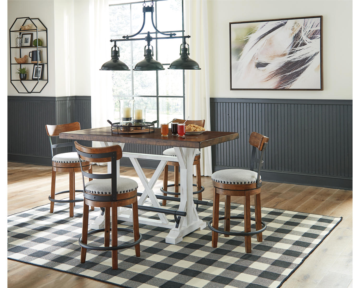 Valebeck Counter Height Dining Table and 4 Barstools