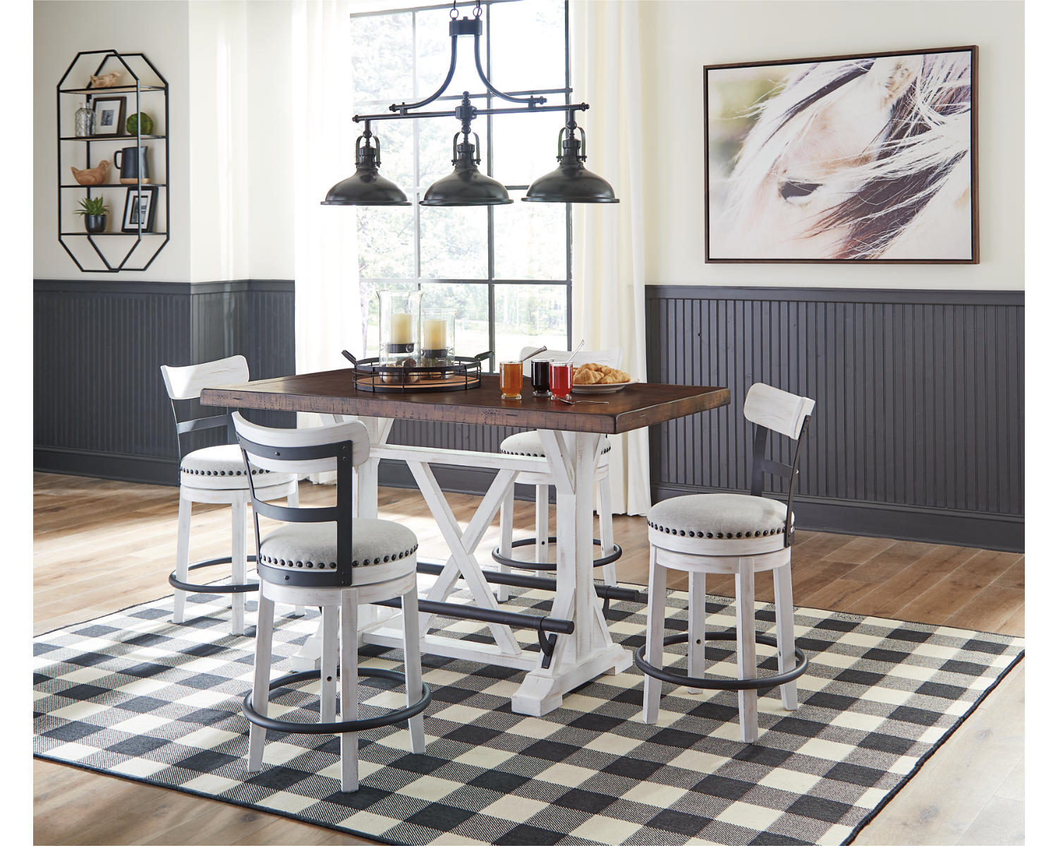 Valebeck Counter Height Dining Table and 4 Barstools