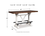 Valebeck Counter Height Dining Table and 4 Barstools