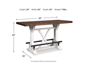 Valebeck Counter Height Dining Table and 4 Barstools