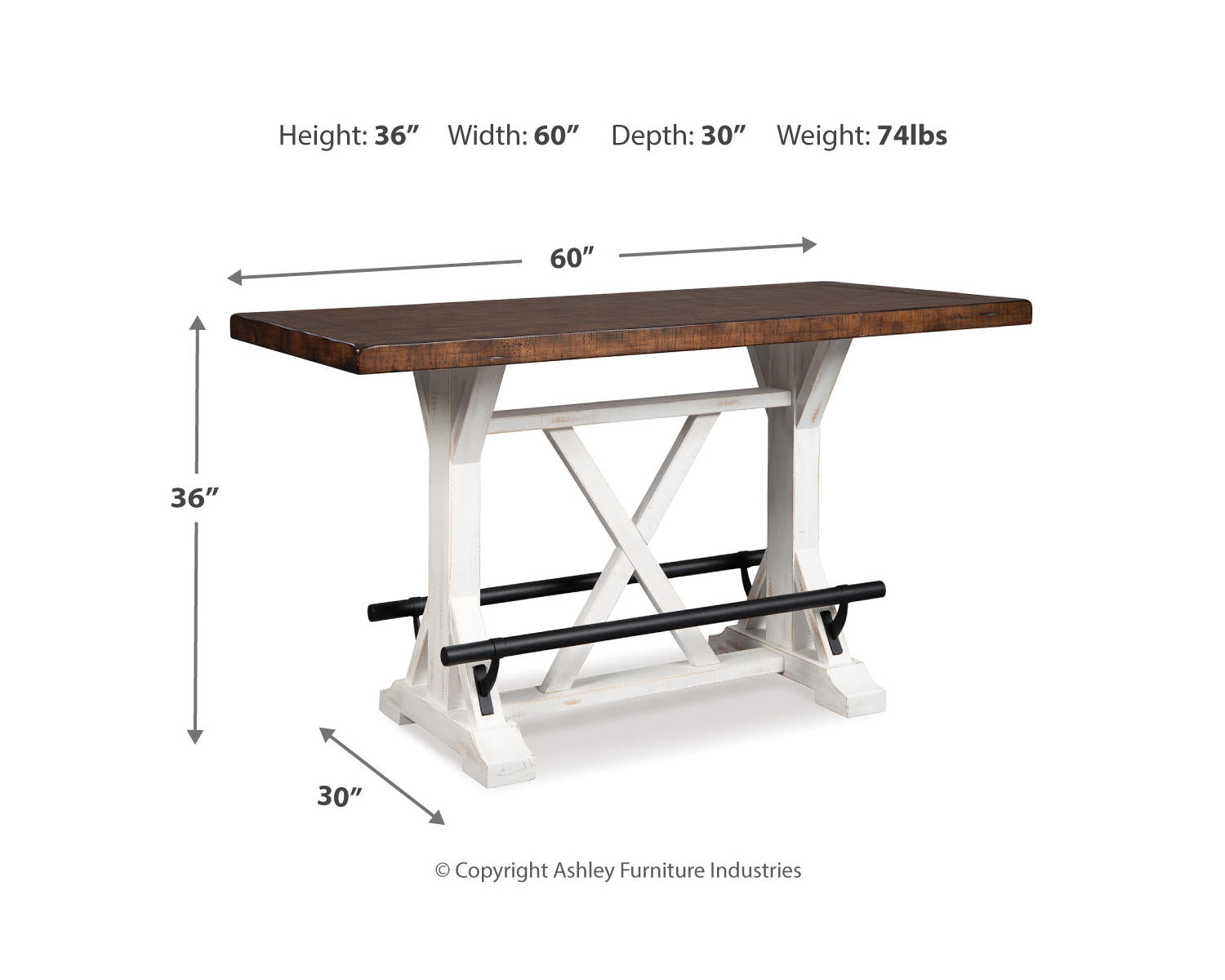 Valebeck Counter Height Dining Table and 4 Barstools