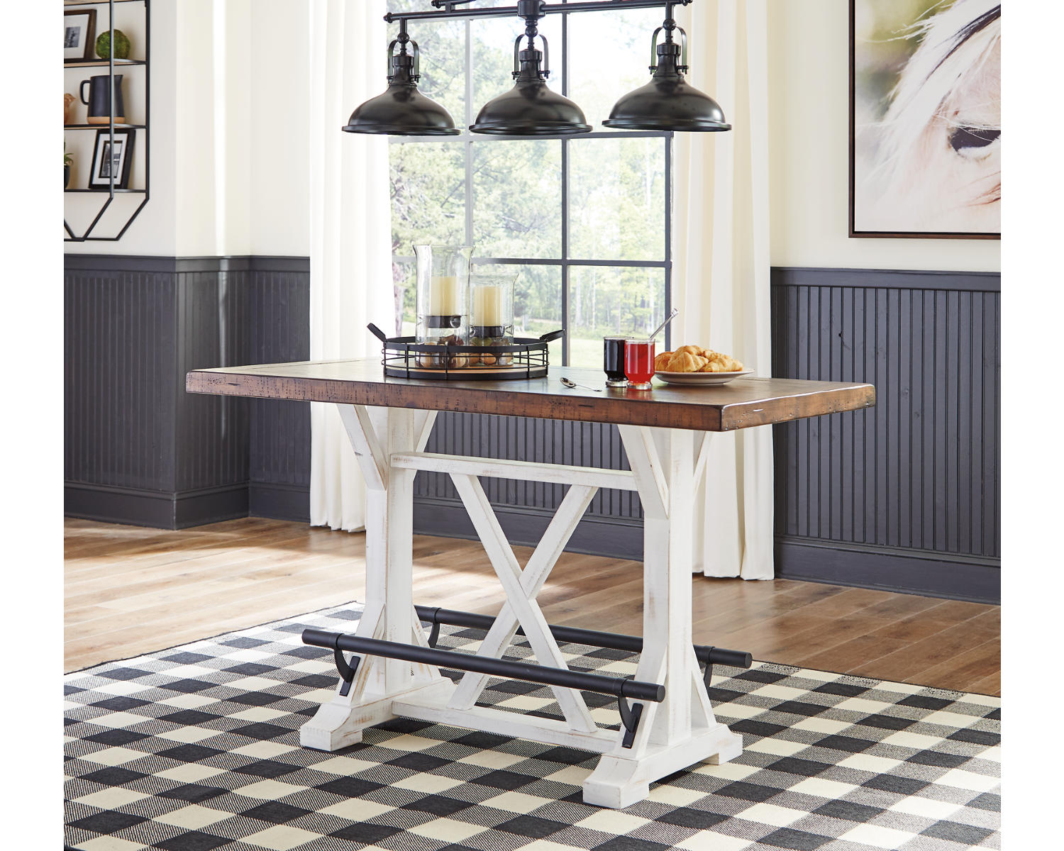 Valebeck Counter Height Dining Table and 4 Barstools