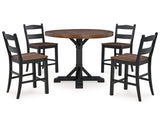 Valebeck Counter Height Dining Table and 4 Barstools