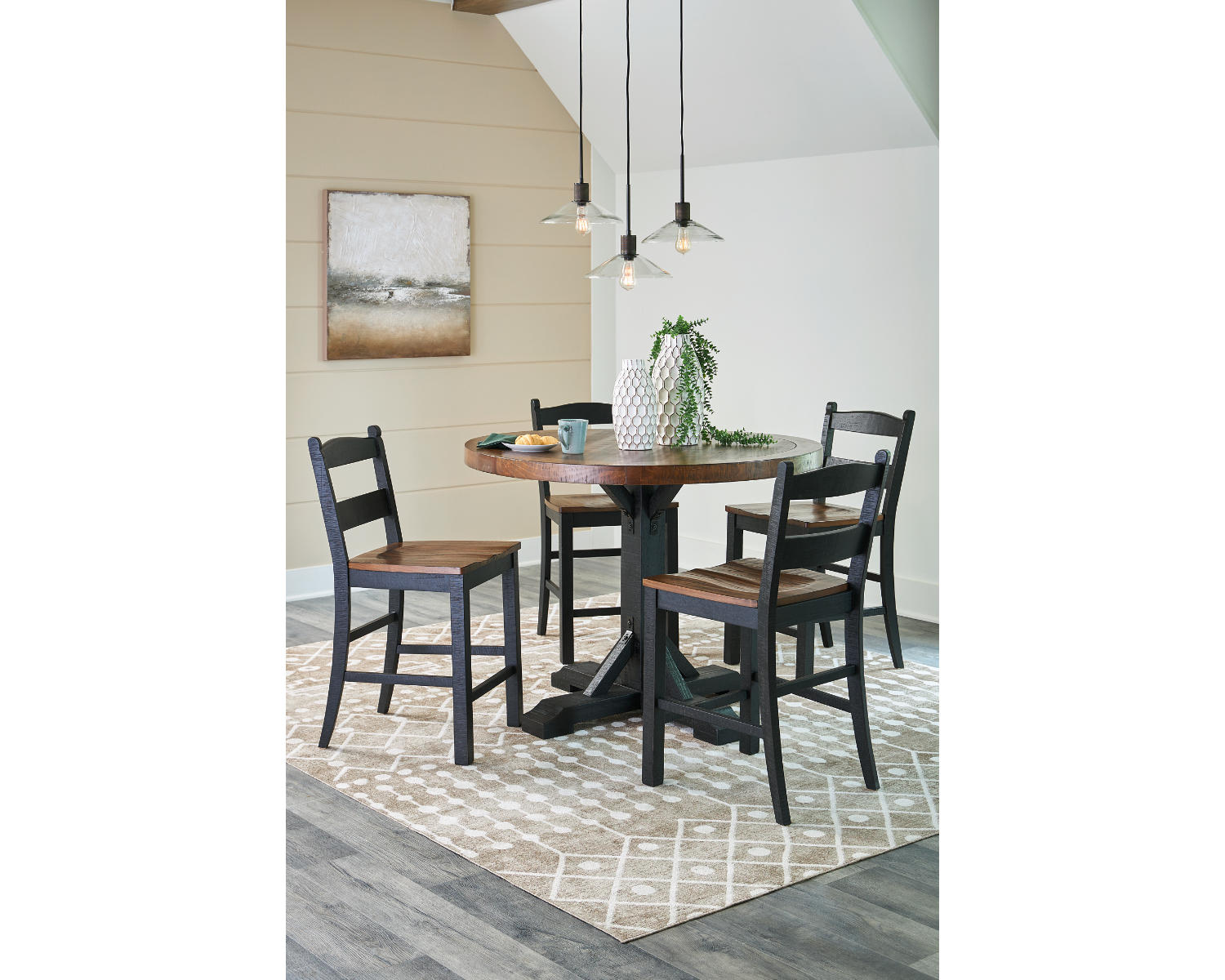 Valebeck Counter Height Dining Table and 4 Barstools