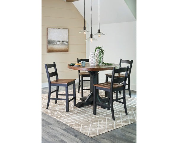 Mesa de comedor de altura de mostrador Valebeck y 4 taburetes