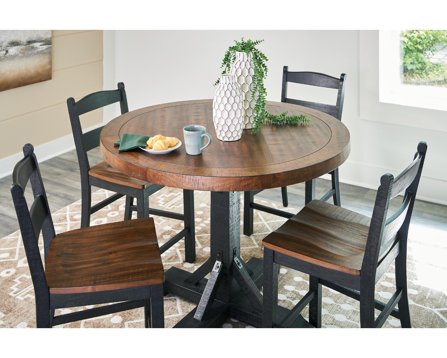 Valebeck Counter Height Dining Table and 4 Barstools