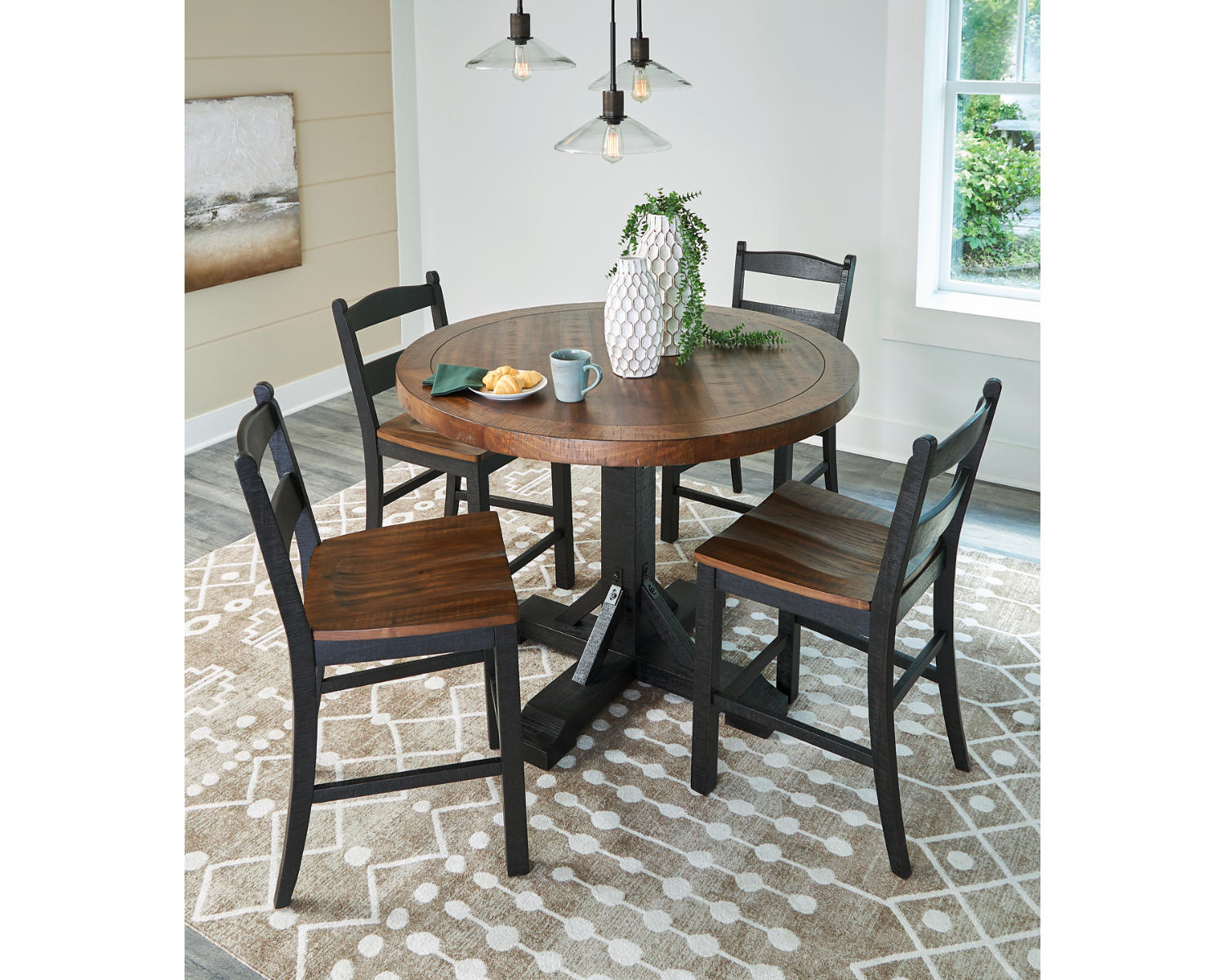 Valebeck Counter Height Dining Table and 4 Barstools