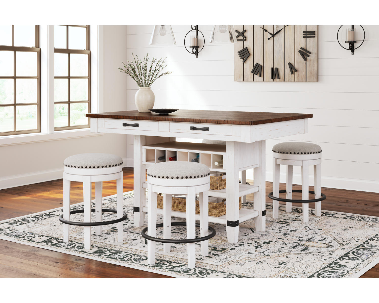 Valebeck Counter Height Dining Table and 4 Barstools
