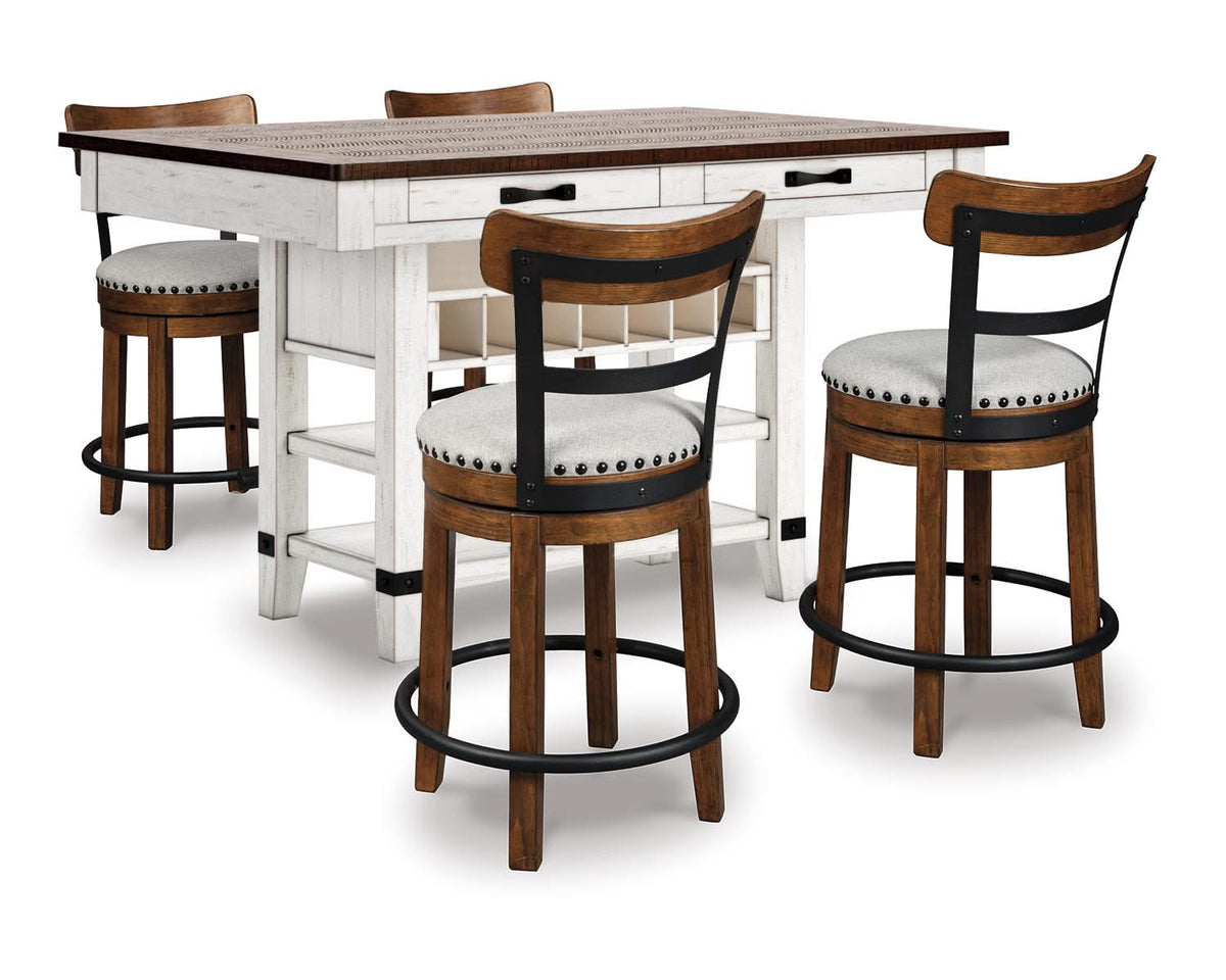 Valebeck Counter Height Dining Table and 4 Barstools