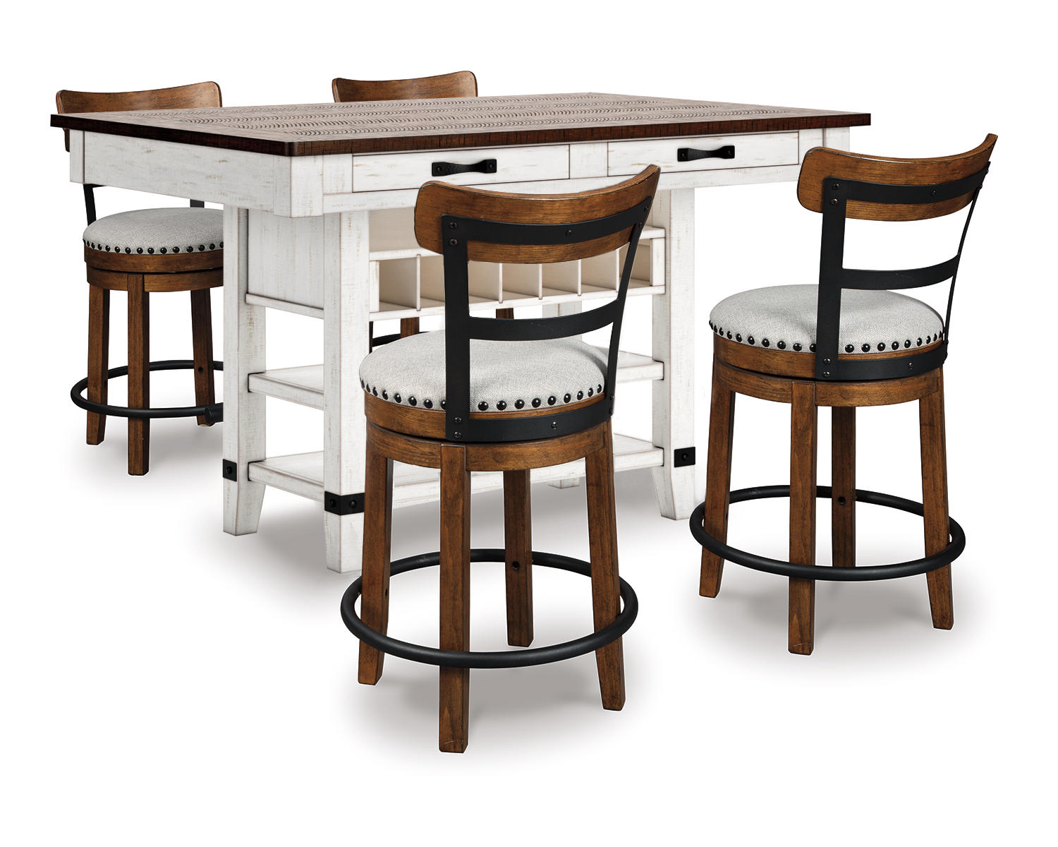 Valebeck Counter Height Dining Table and 4 Barstools