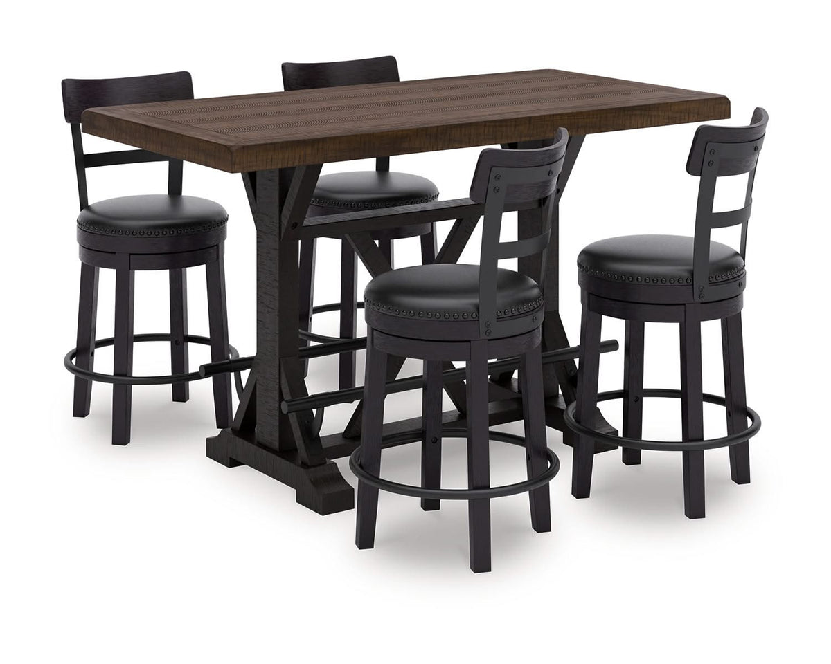 Valebeck Counter Height Dining Table and 4 Barstools