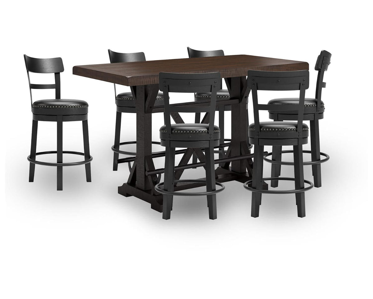 Valebeck Counter Height Dining Table and 6 Barstools