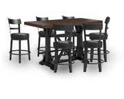 Valebeck Counter Height Dining Table and 6 Barstools
