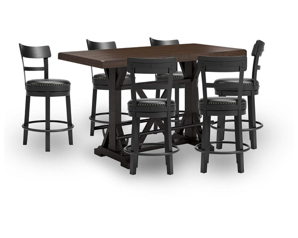 Mesa de comedor de altura de mostrador Valebeck y 6 taburetes