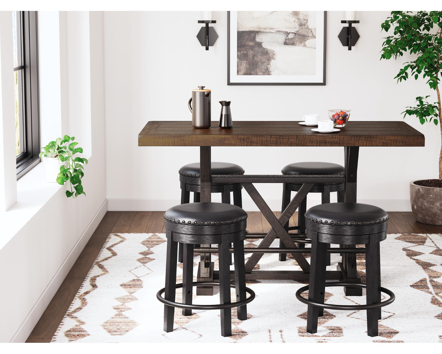Valebeck Counter Height Dining Table and 4 Barstools