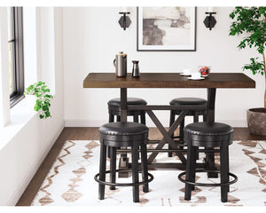 Valebeck Counter Height Dining Table and 4 Barstools