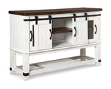 Mesa de comedor de altura de mostrador Valebeck, 4 taburetes y servidor