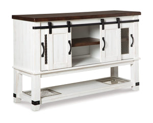 Mesa de comedor de altura de mostrador Valebeck, 4 taburetes y servidor