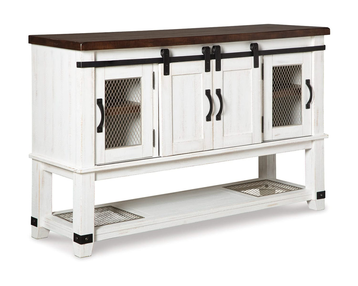Mesa de comedor de altura de mostrador Valebeck, 4 taburetes y servidor
