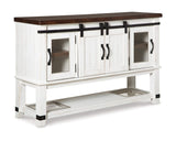 Mesa de comedor de altura de mostrador Valebeck, 4 taburetes y servidor