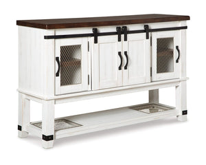 Mesa de comedor de altura de mostrador Valebeck, 4 taburetes y servidor