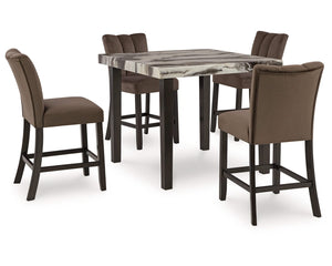 Mesa de comedor Jeshina de altura de mostrador y 4 taburetes