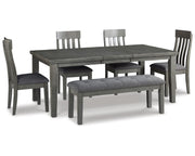 Hallanden Dining Table, 4 Chairs, and Bench