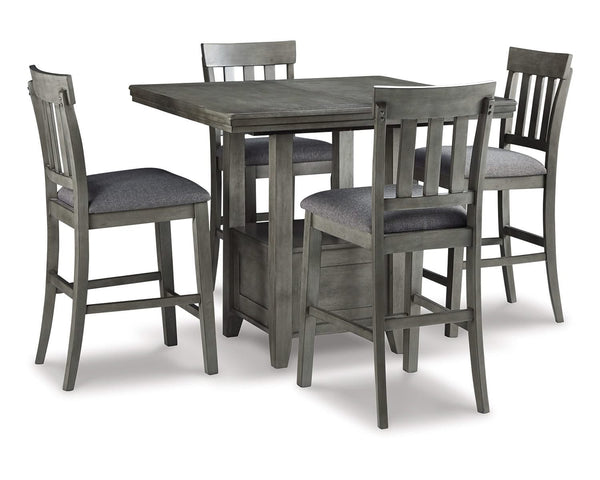 Mesa de comedor Hallanden de altura de mostrador y 4 taburetes