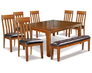 Mesa de comedor Ralene, 6 sillas y banco