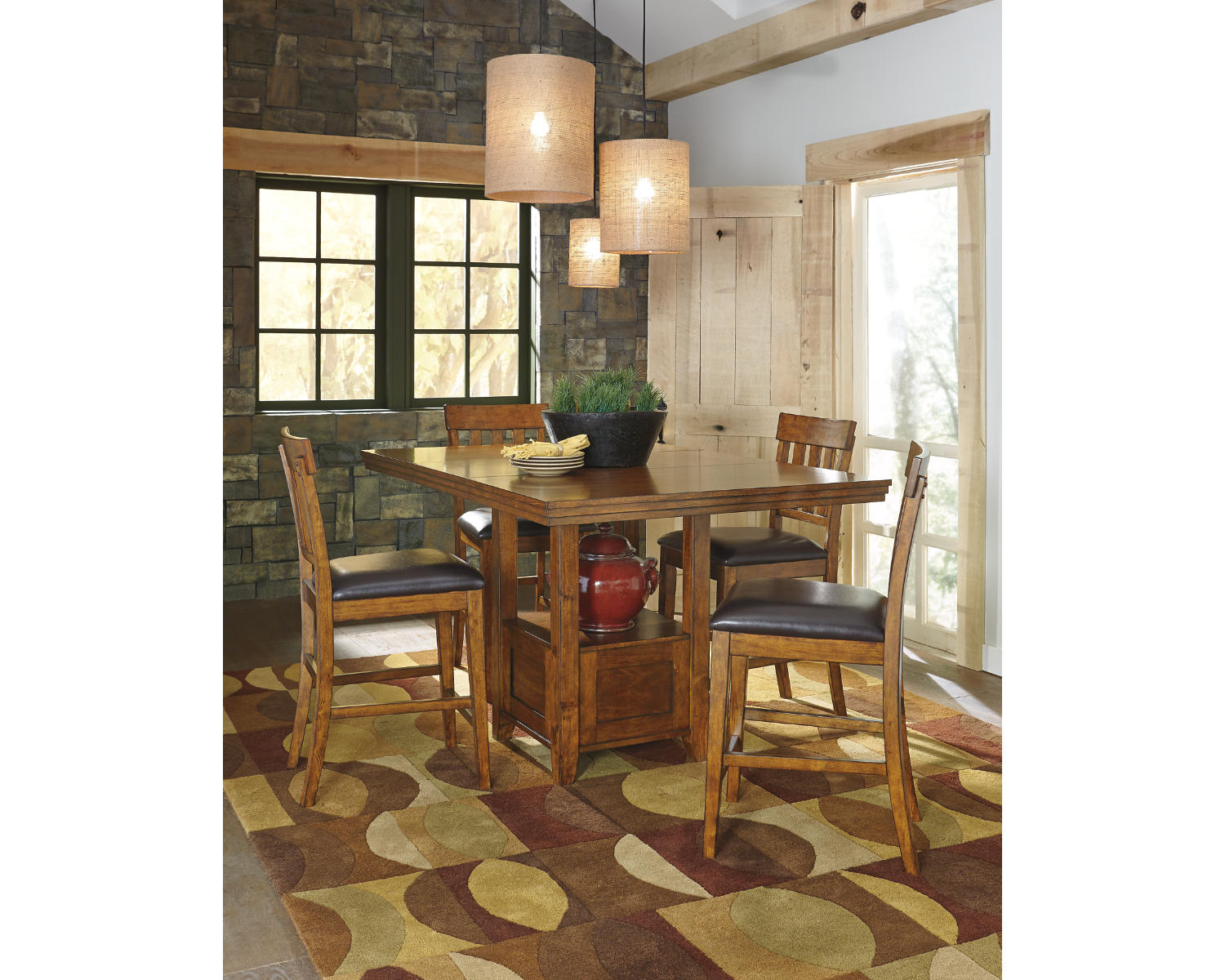 Ralene Counter Height Dining Table and 4 Barstools
