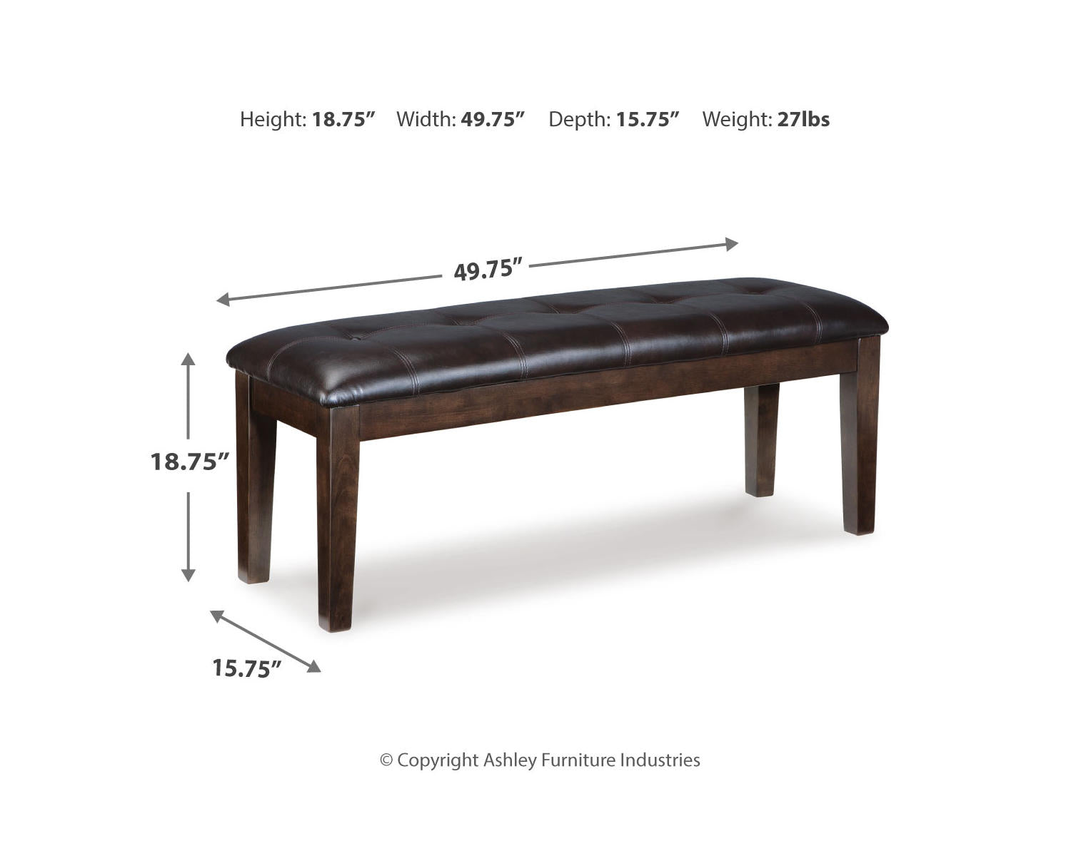 Haddigan Dining Table with 4 Chairs and Bench