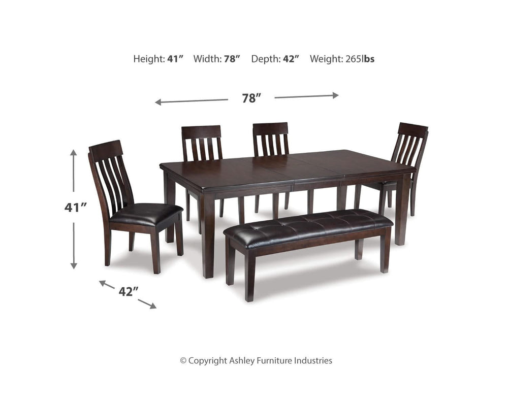 Mesa de comedor Haddigan con 4 sillas y banco