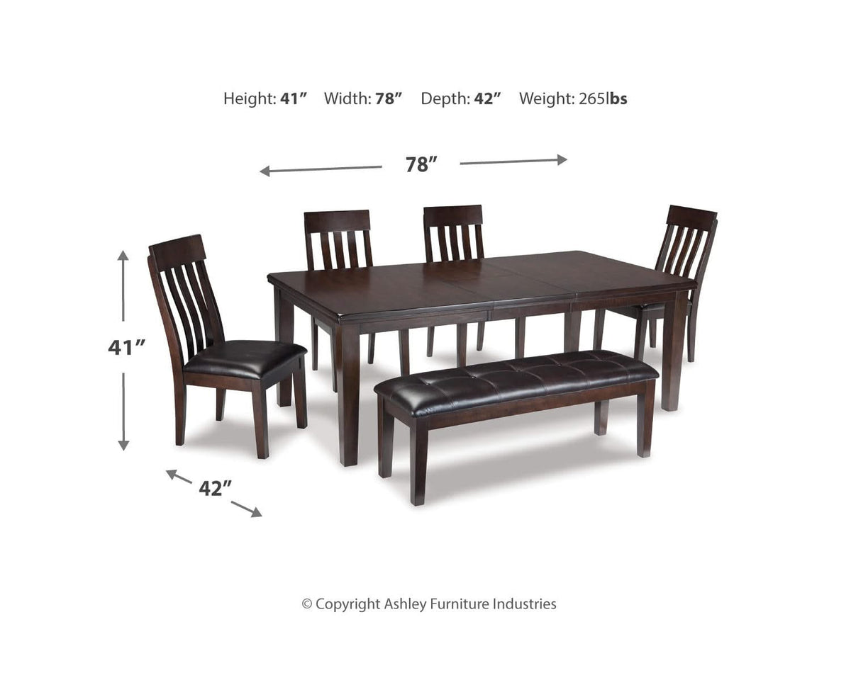 Mesa de comedor Haddigan con 4 sillas y banco