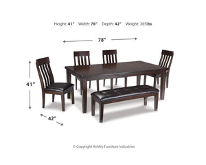 Mesa de comedor Haddigan con 4 sillas y banco