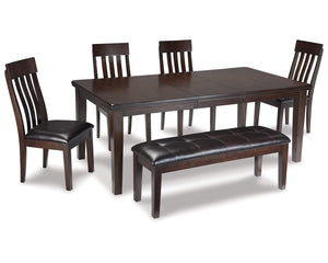 Mesa de comedor Haddigan con 4 sillas y banco