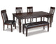 Mesa de comedor Haddigan con 4 sillas y banco